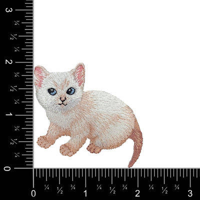 White Cat, Kitten, Pets, Embroidered Iron-on Patch