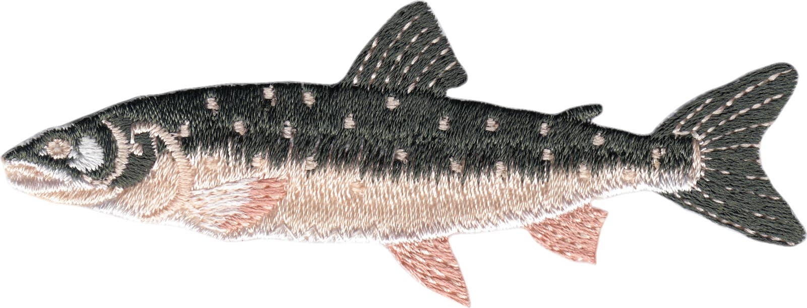 Embroidered Patch - Gray Pink Salmon Fish Fishing Nature