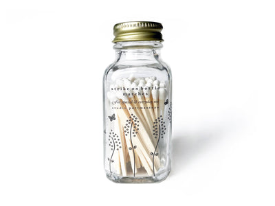 Wildflower 2" White Match Jar | Pretty Glass Match Holder