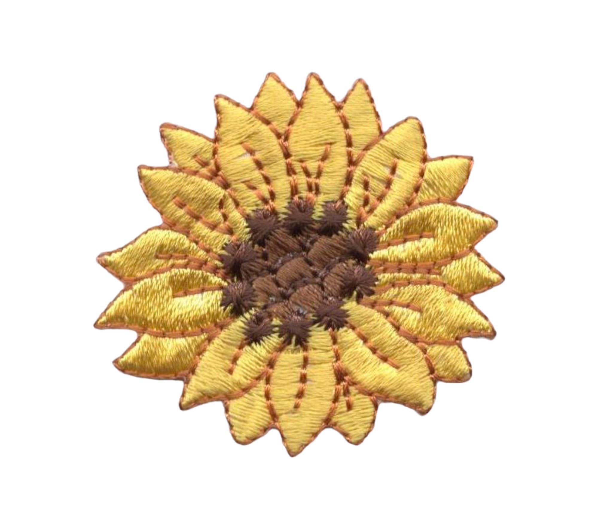 1.5" Sunflower, Flower, Embroidered, Iron on Patch