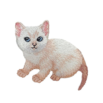 White Cat, Kitten, Pets, Embroidered Iron-on Patch