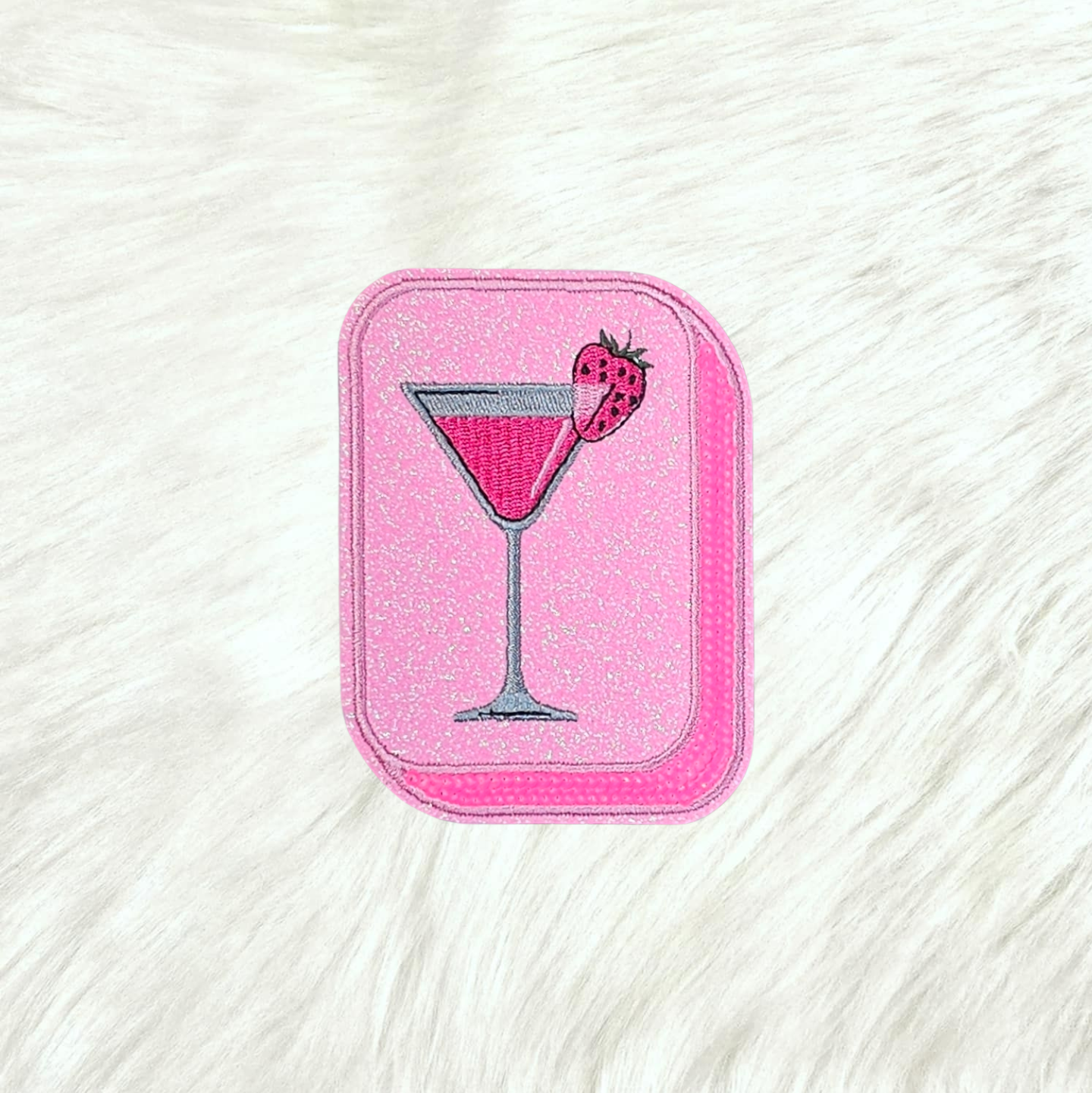 Mahjong Tile Pink Sequin Glitter Iron On Patches