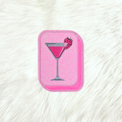 Mahjong Tile Pink Sequin Glitter Iron On Patches