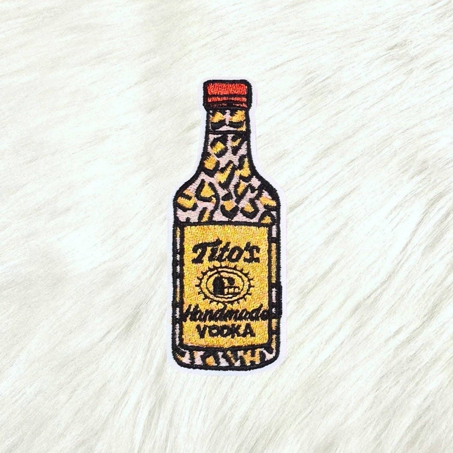 Vodka Cheetah Shooter Bottle Iron On Patch