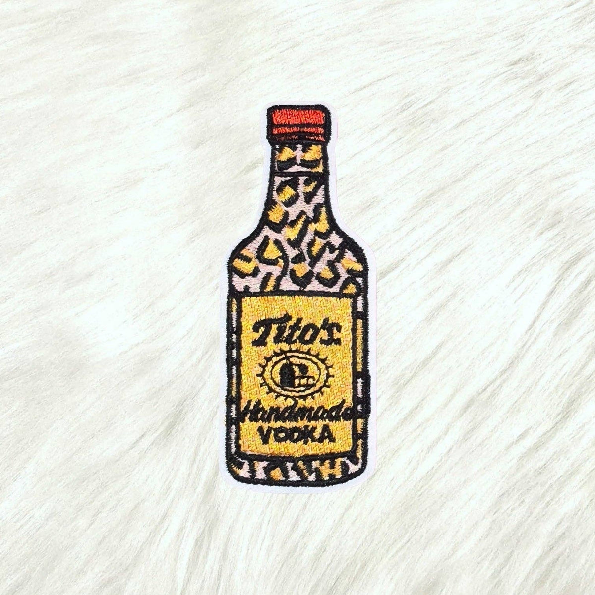 Vodka Cheetah Shooter Bottle Iron On Patch