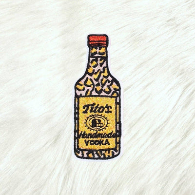 Vodka Cheetah Shooter Bottle Iron On Patch