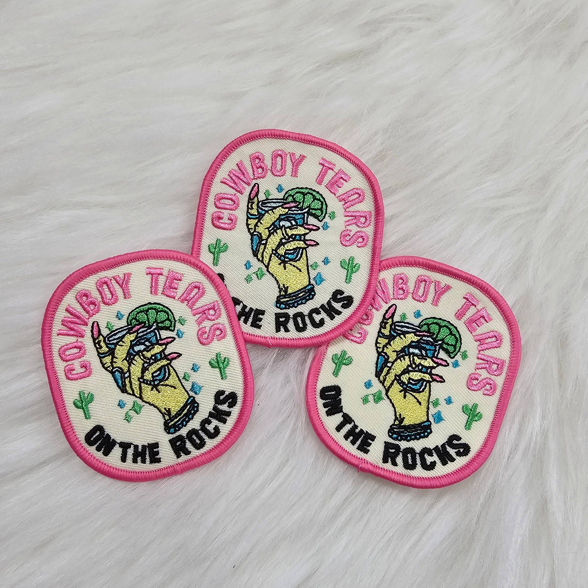 Cowboy Tears on the Rocks Woven Embroidery Iron On Patch