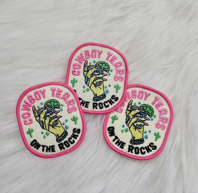 Cowboy Tears on the Rocks Woven Embroidery Iron On Patch