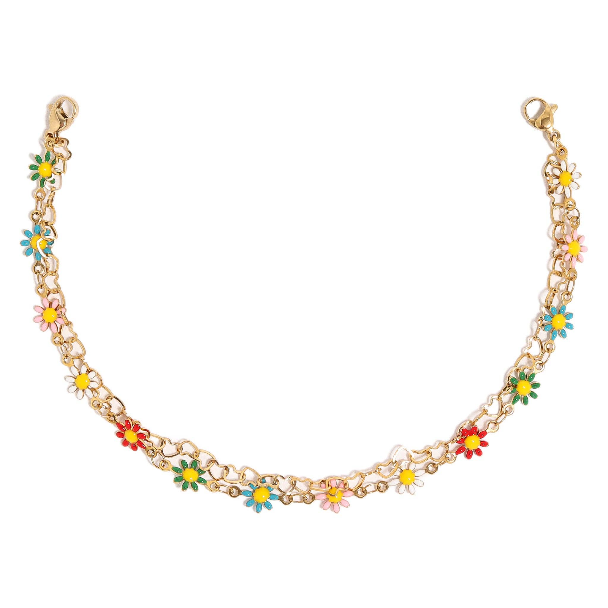 Trucker hat Chain: Heart & Daisy Layered Chain Set