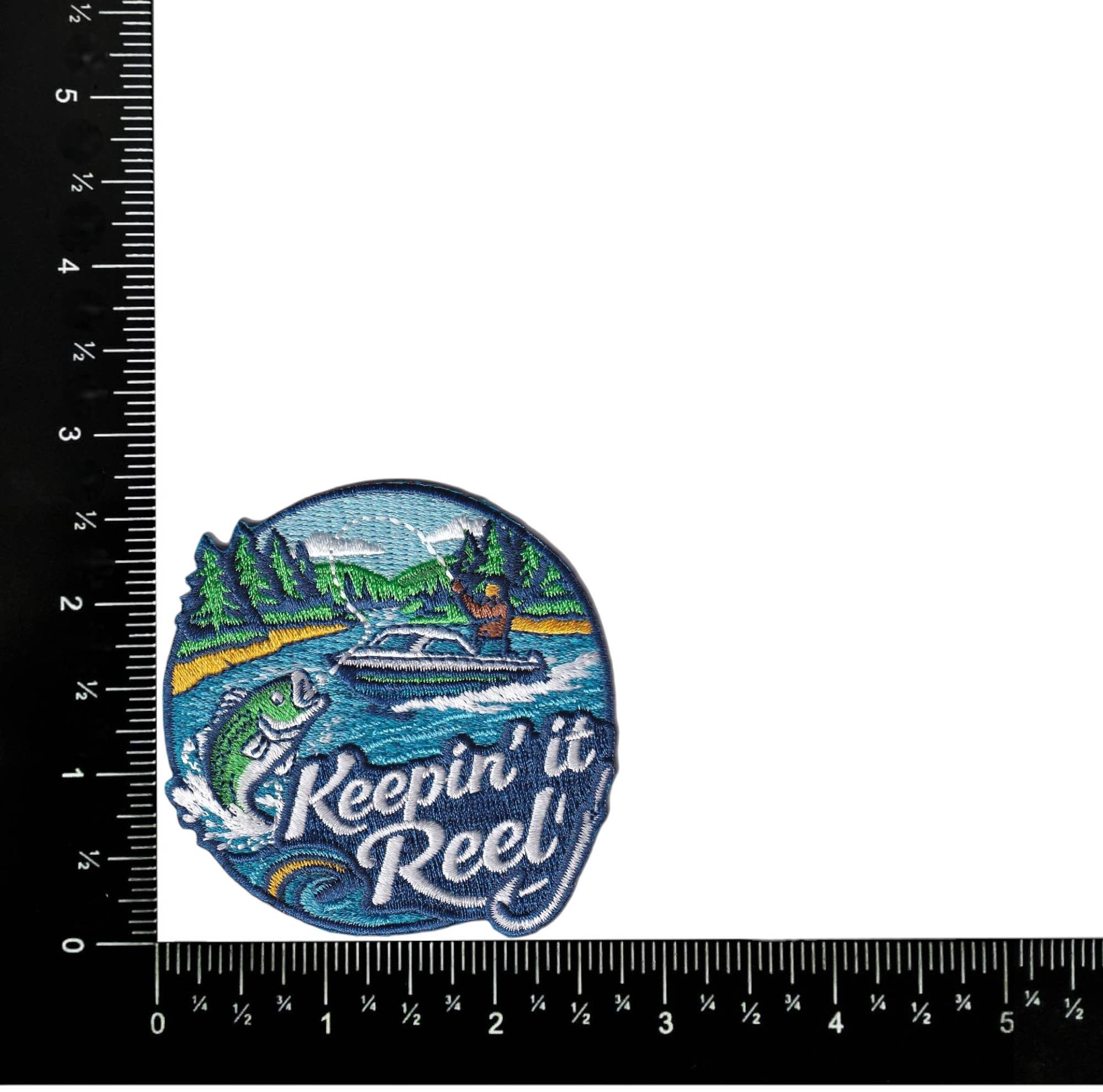 Keepin it Reel, Fishing, Embroidered Iron on Patch