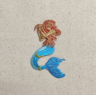Red-headed Mermaid, Mythical, Fantasy Iron on Patch, Trucker