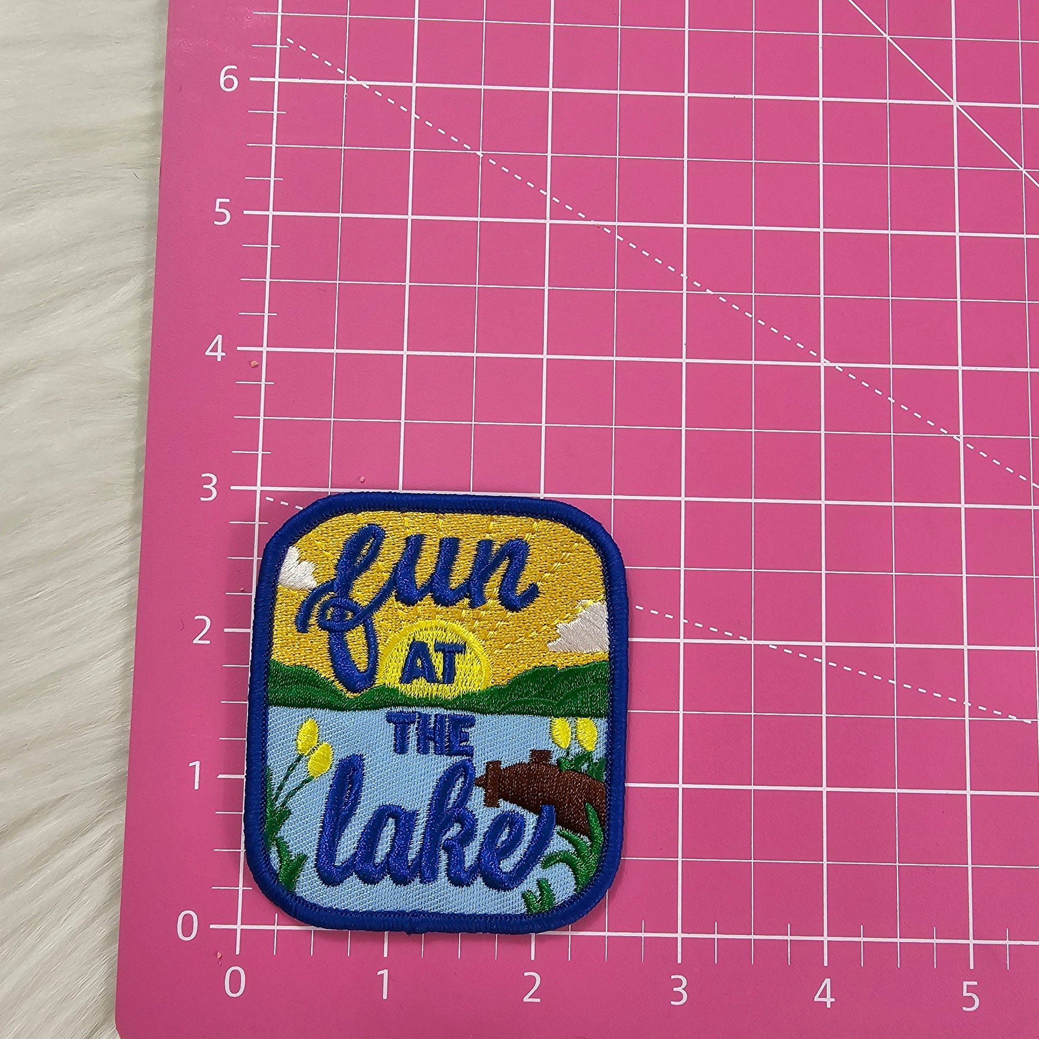 Fun at the Lake Scenic Embroidery Iron On Patch