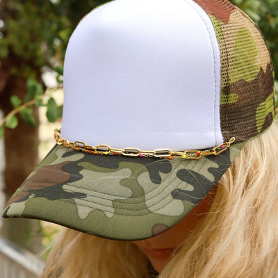 Trucker Hat Chain: Paperclip and Satellite Layered Chain Set