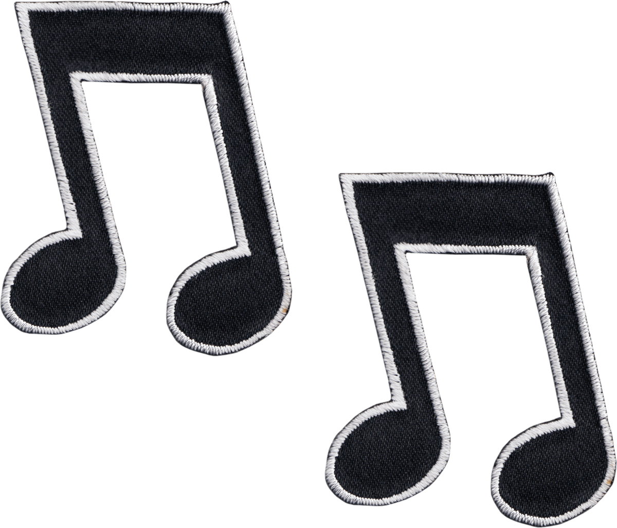 Patch - Eighth Note - Beamed - Black - Set Of Two - Each 2"