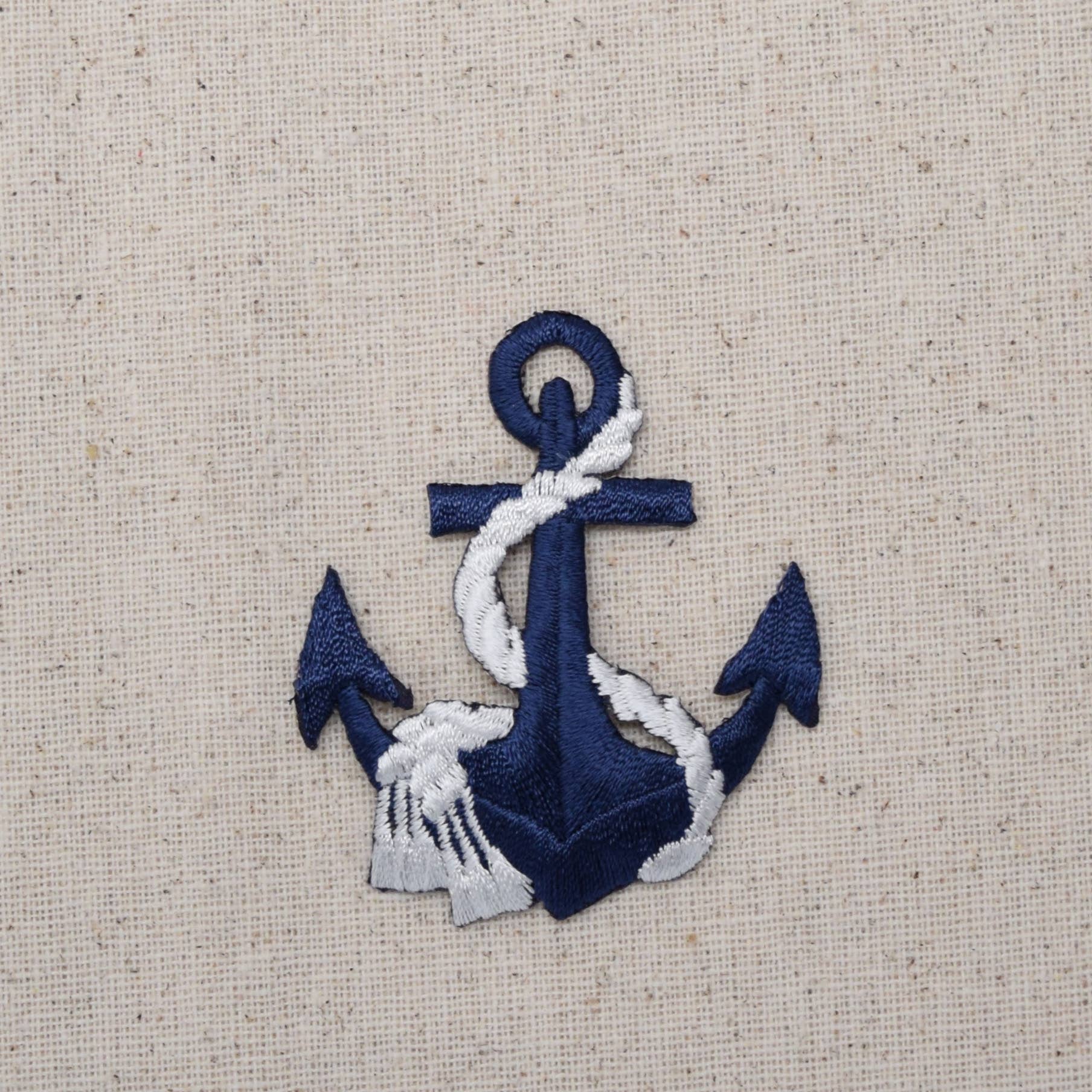 Anchor - Navy Blue/White Rope costal Iron on Patch