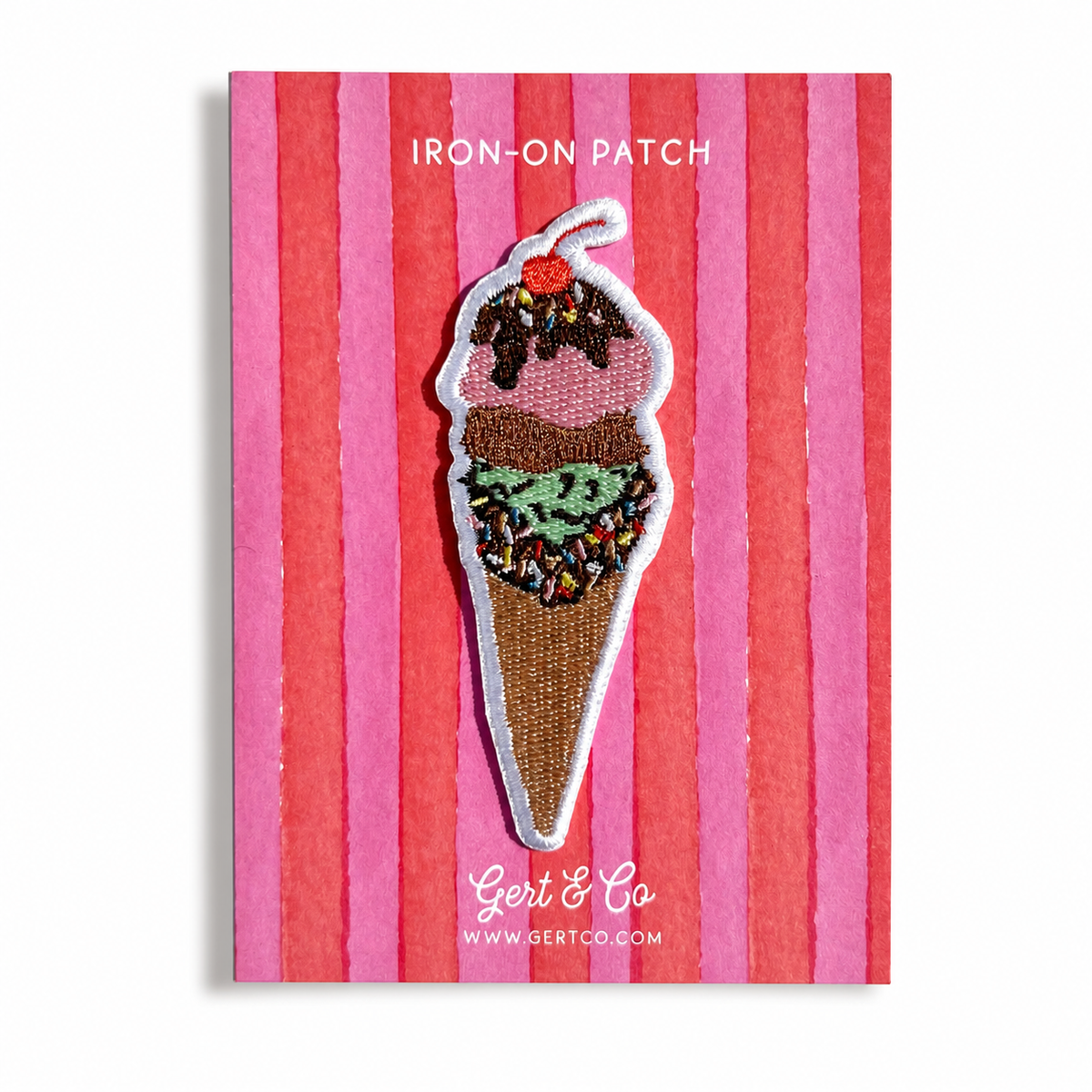 Ice Cream Cone Iron-On Patch | Dessert Embroidered Patch