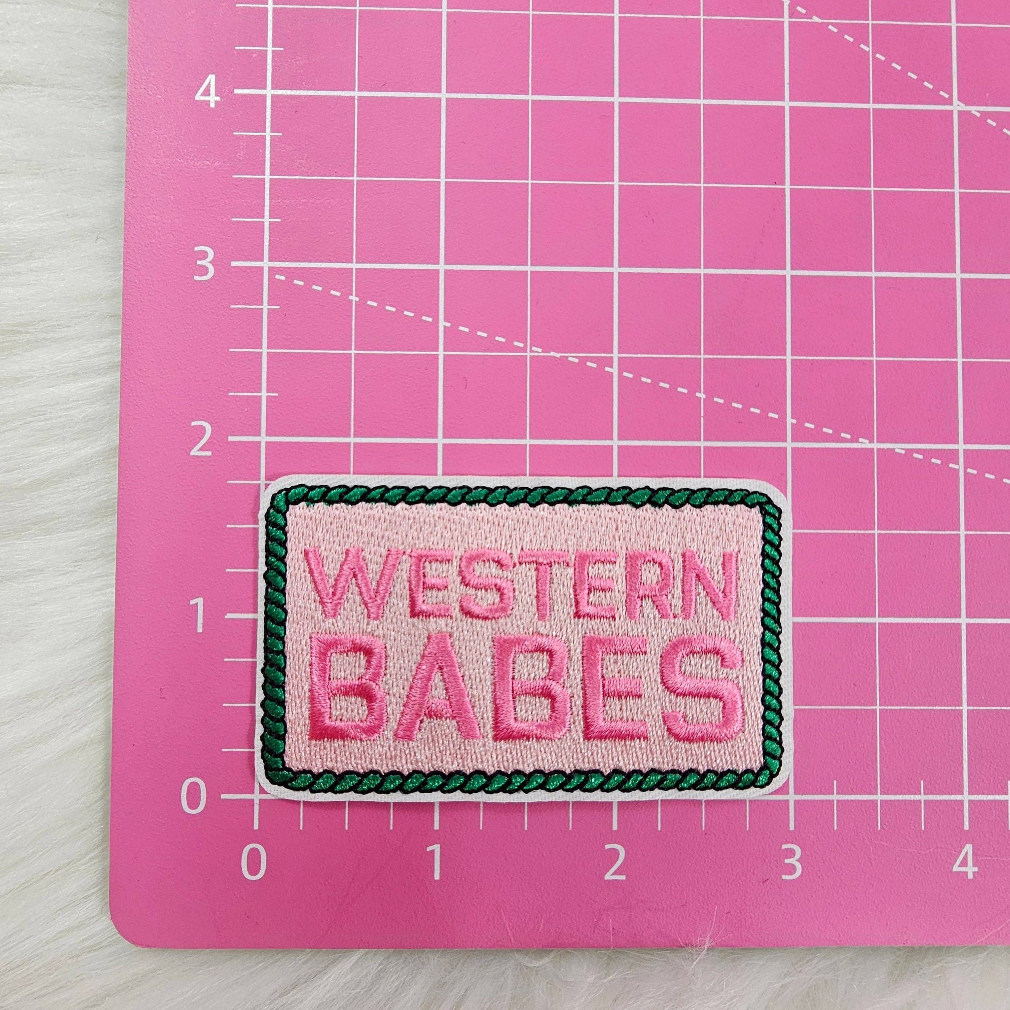 'Western Babes' Rope Pink and Green Embroidery Iron On Patch
