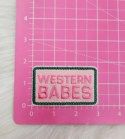 'Western Babes' Rope Pink and Green Embroidery Iron On Patch