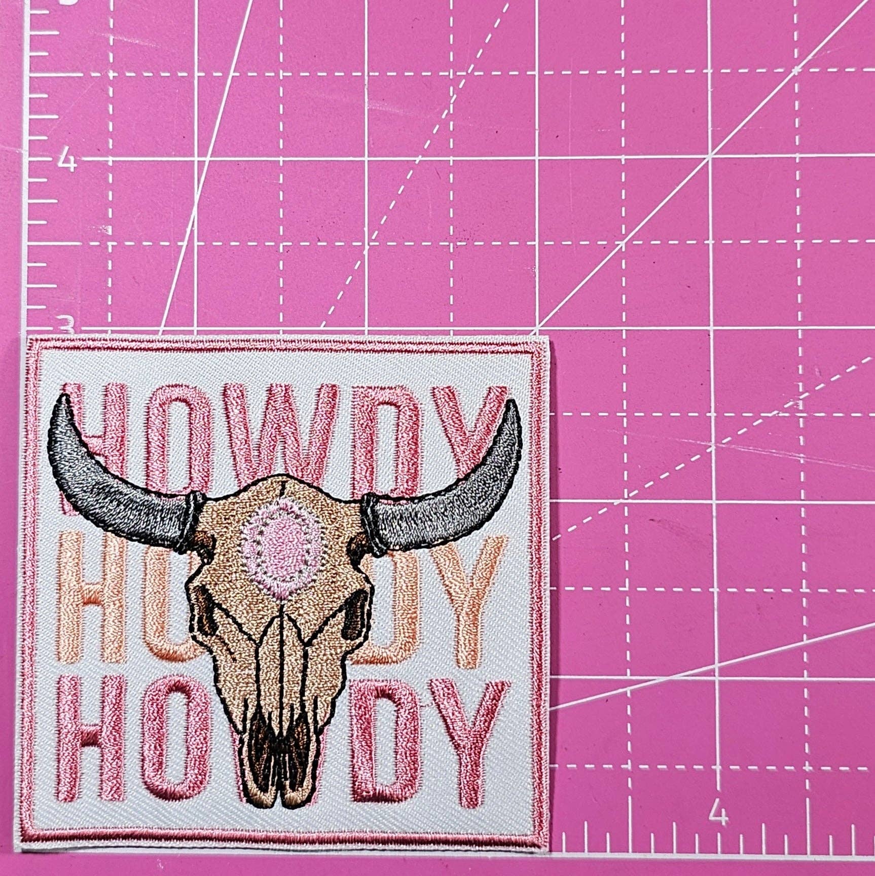 Howdy Western Bull Embroidery Iron On Patch