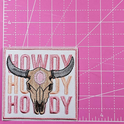 Howdy Western Bull Embroidery Iron On Patch