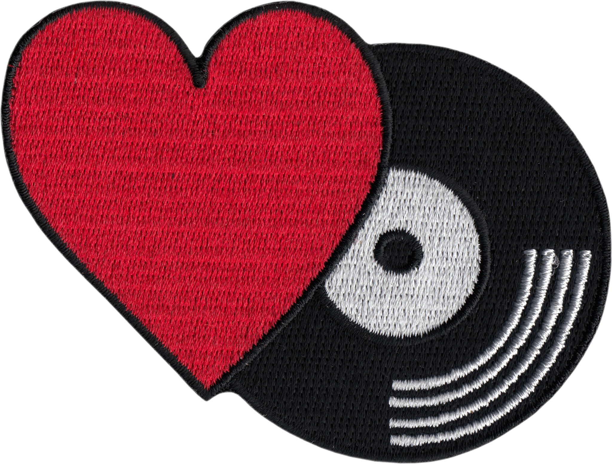 Patch - Red Heart & Vinyl Record - DJ Music Lover Gift