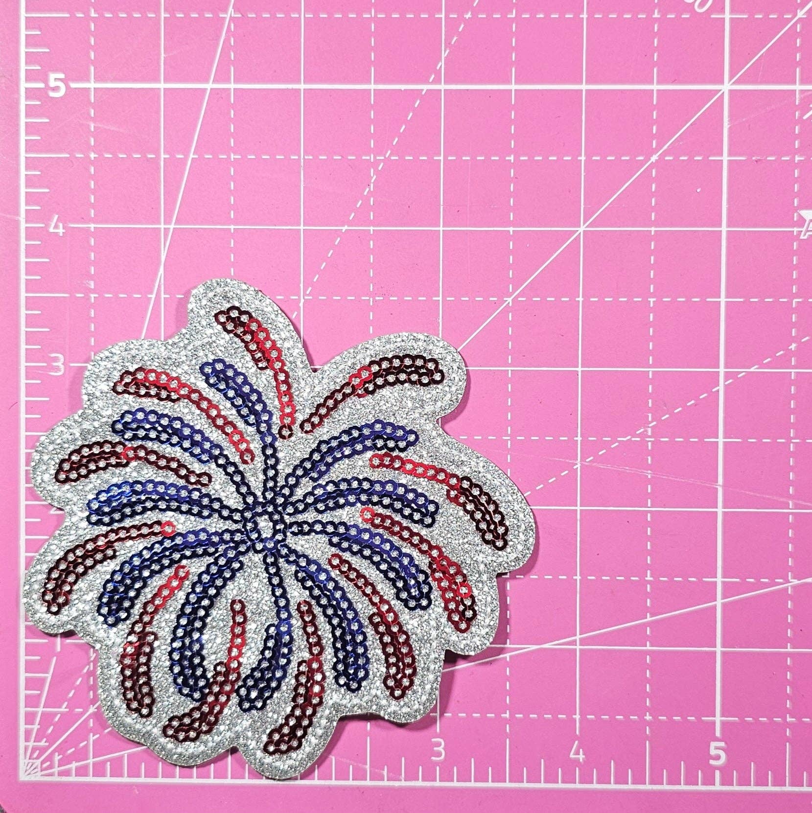 USA Firework Sequin Glitter Iron-on Patch