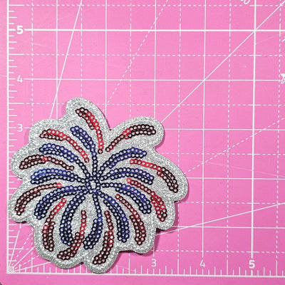 USA Firework Sequin Glitter Iron-on Patch