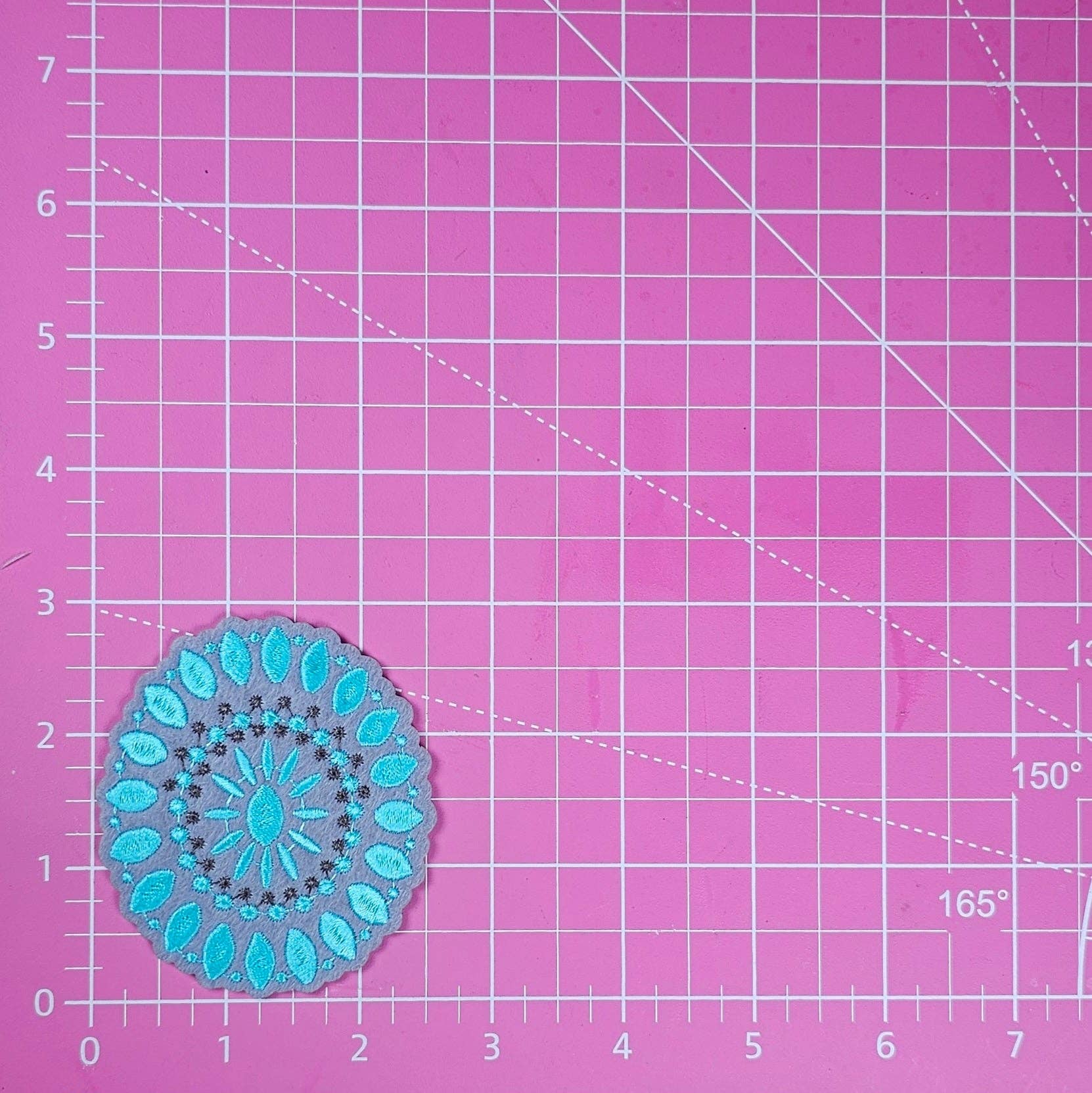 Turquoise Jewelry Brooch Mandala Embroidery Felt Iron On Patch