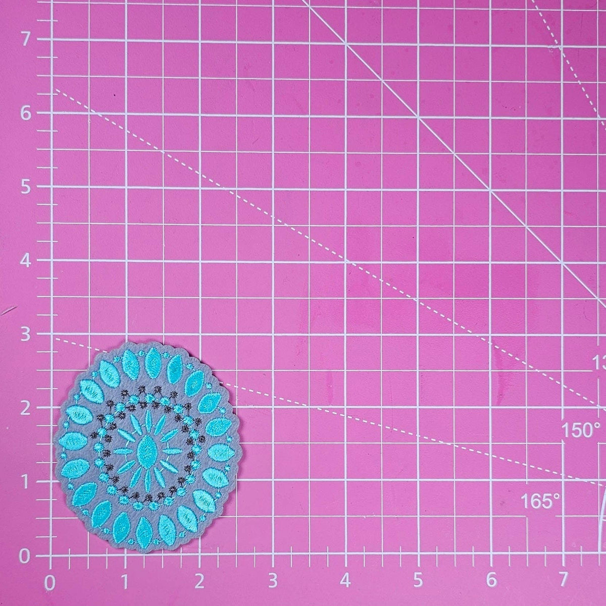 Turquoise Jewelry Brooch Mandala Embroidery Felt Iron On Patch