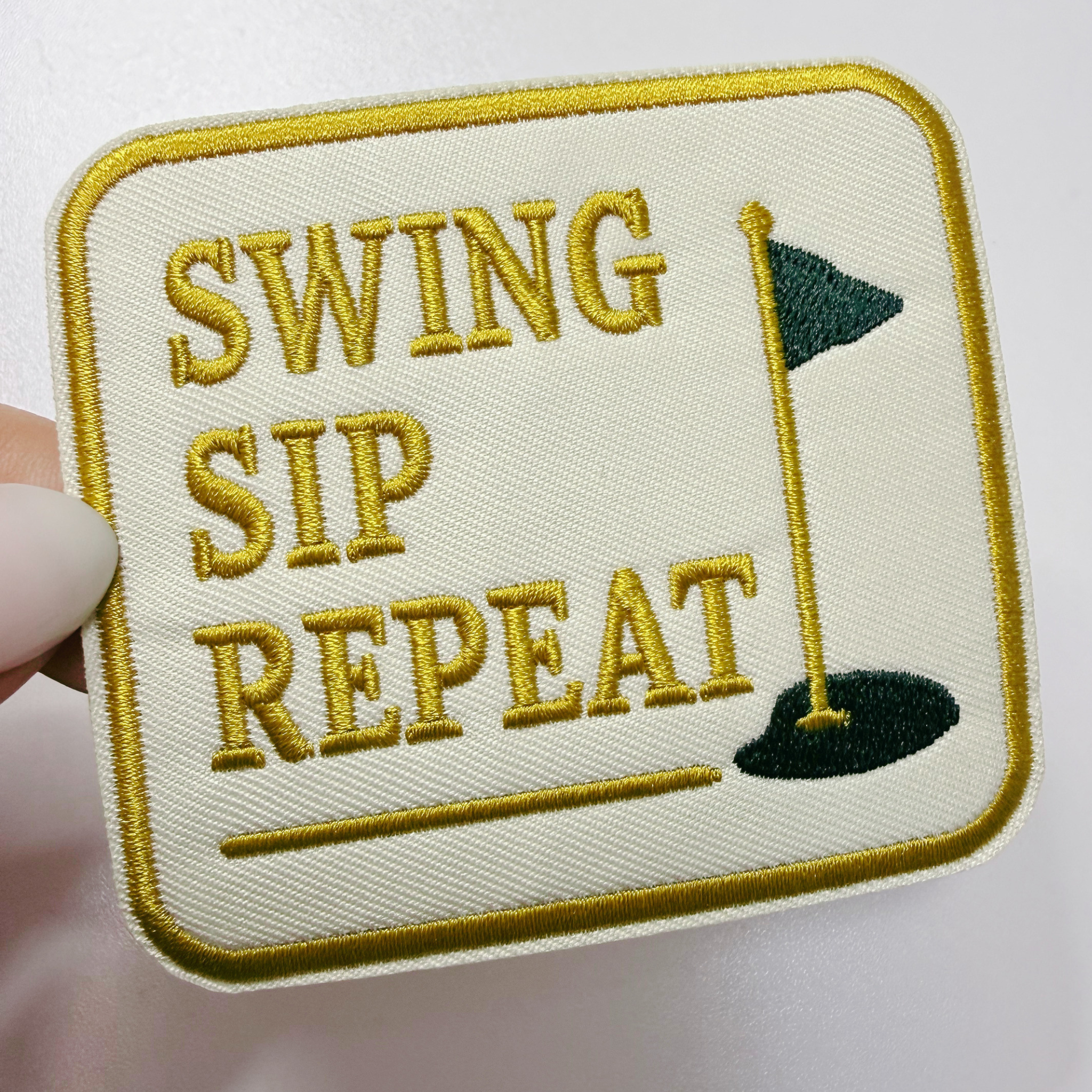 3" Swing Sip Repeat ( GOLF)  -  Embroidered Hat Patch