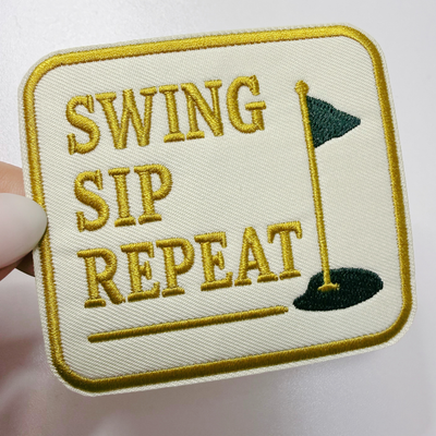 3" Swing Sip Repeat ( GOLF)  -  Embroidered Hat Patch