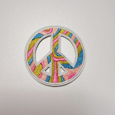 2" Multicolored peace sign -  Embroidered Hat Patch