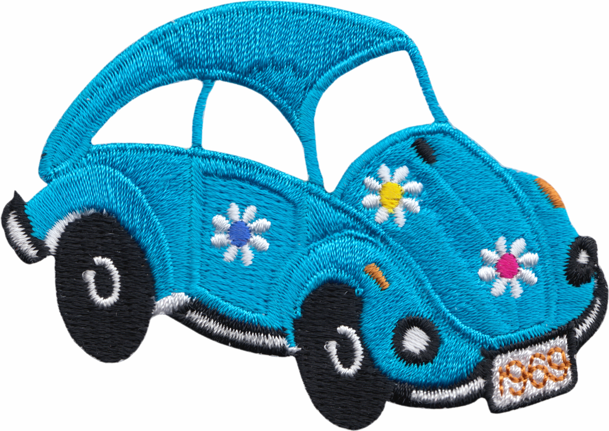 Patch - Car - Blue Hippy 1960s Bug With Flowers