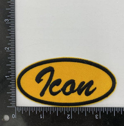 Icon in Oval, Gold and Black, Embroidered Iron on Patch