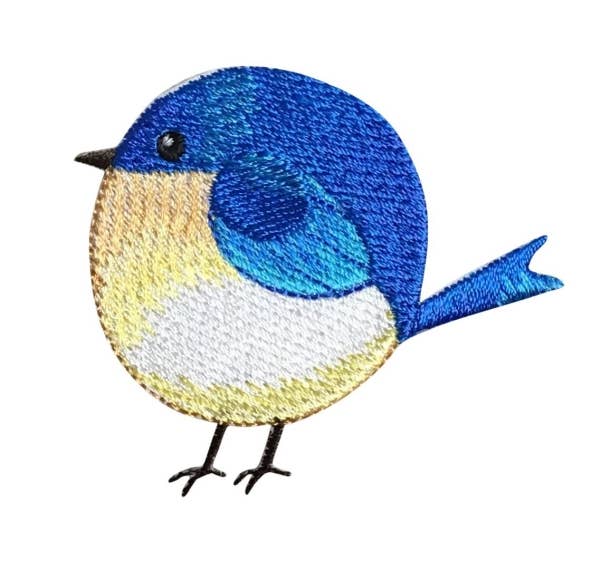 Chubby Blue Bird Embroidered Iron on Patch