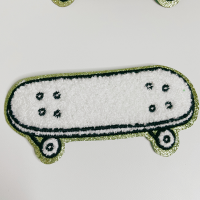 4inch Skateboard chenille hat patch - in white