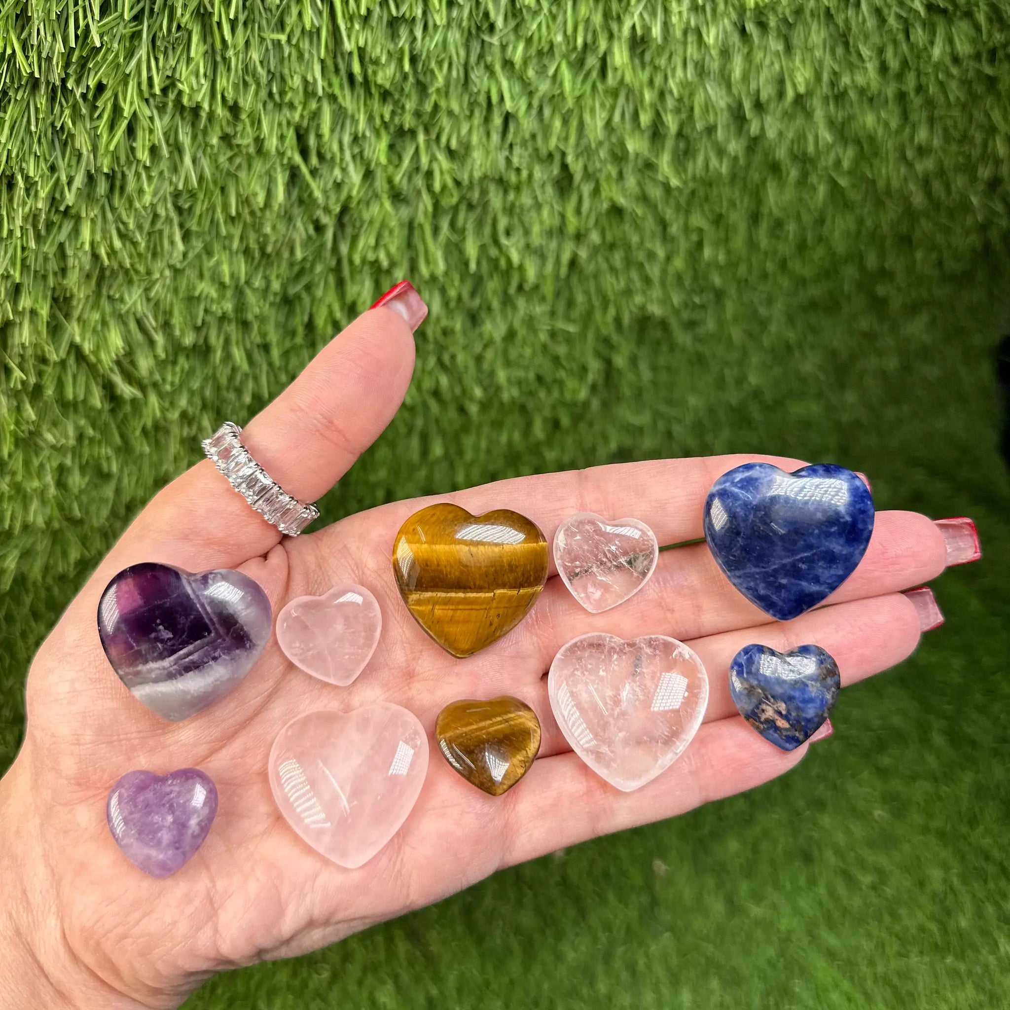 Amethyst Crystal Hearts, Big 1.25 inch & Small 0.75 inch