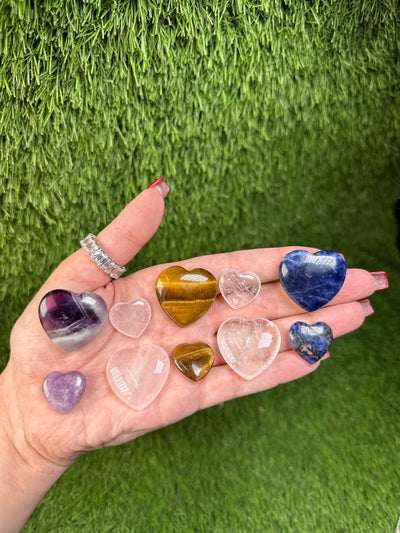 Amethyst Crystal Hearts, Big 1.25 inch & Small 0.75 inch