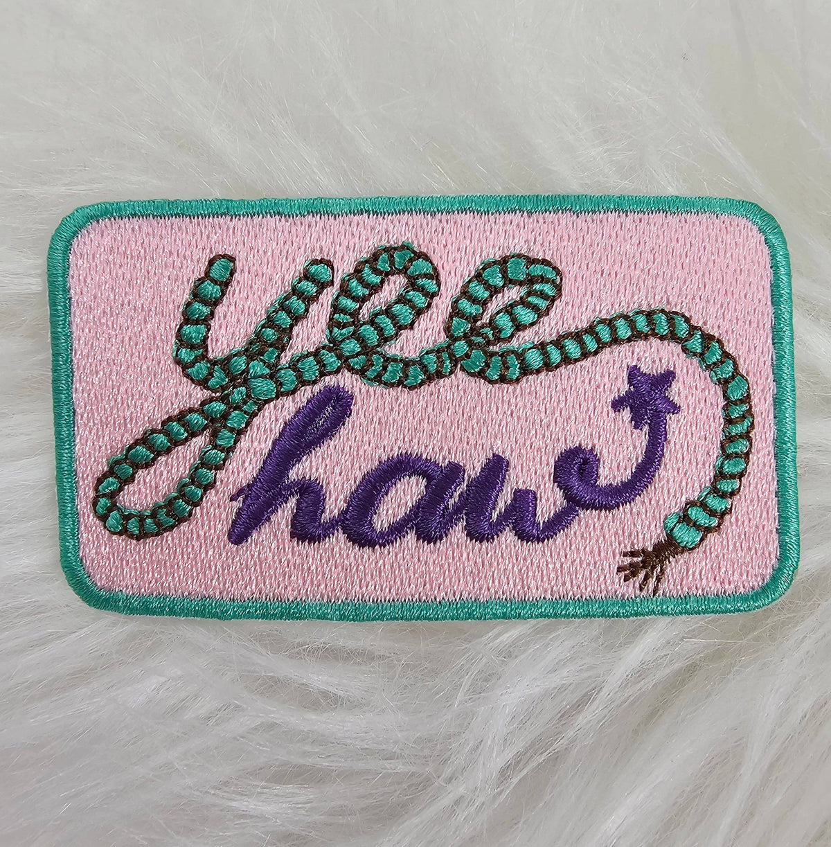 'Yeehaw' Turquoise Rope Western Embroidery Iron On Patch