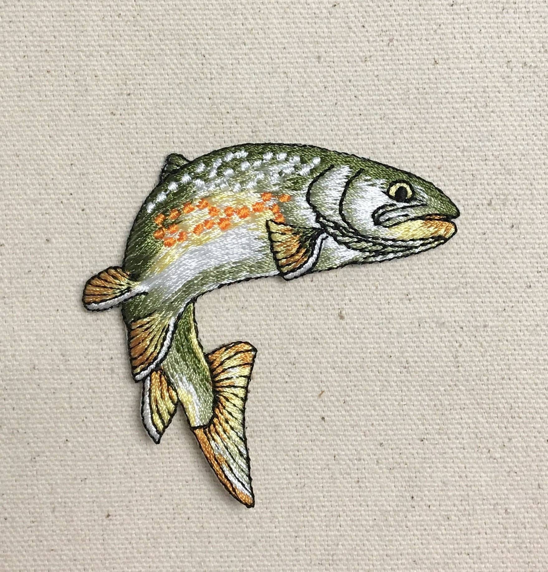 Golden Trout, Realistic, Fin Down, Fishing, Iron on Patch