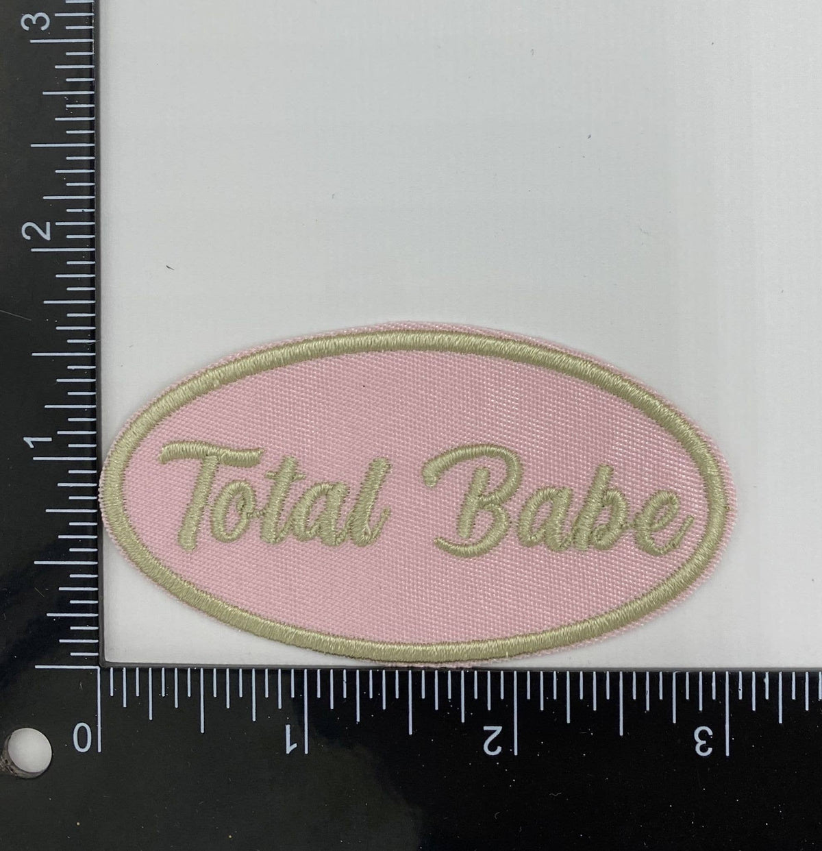 Total Babe in Oval, Pink, Hat Bar Embroidered Iron on Patch
