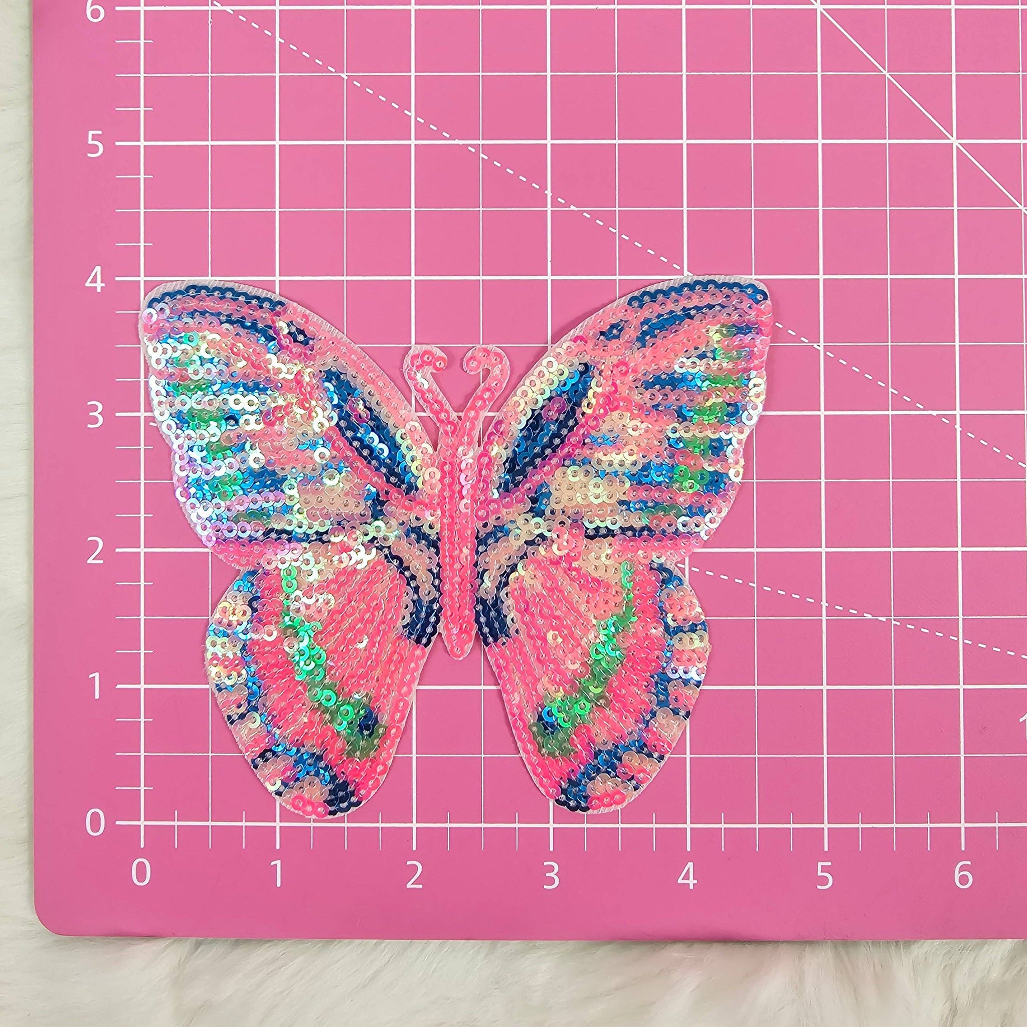 Pink Butterfly Sequin Iron On Patch