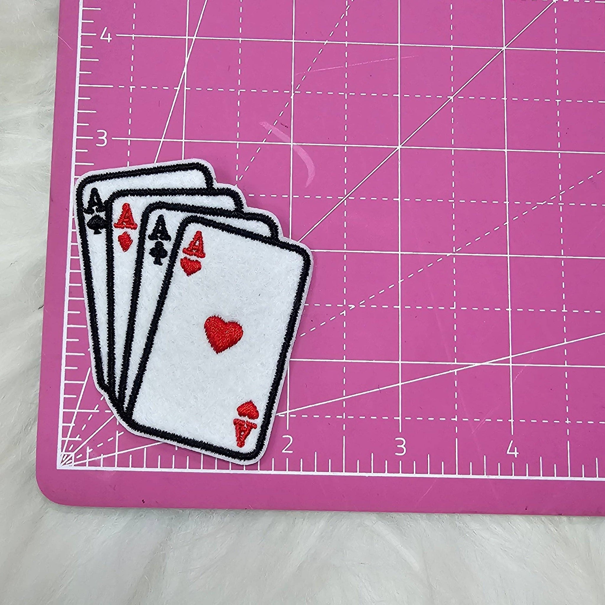Small Ace Four of a Kind Playing Card Embroidery Iron On Patch