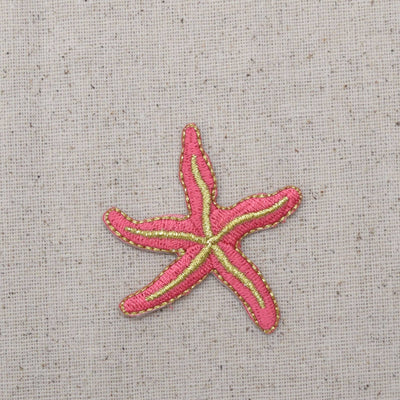 Starfish - Pink/Gold Embroidered Iron on Patch