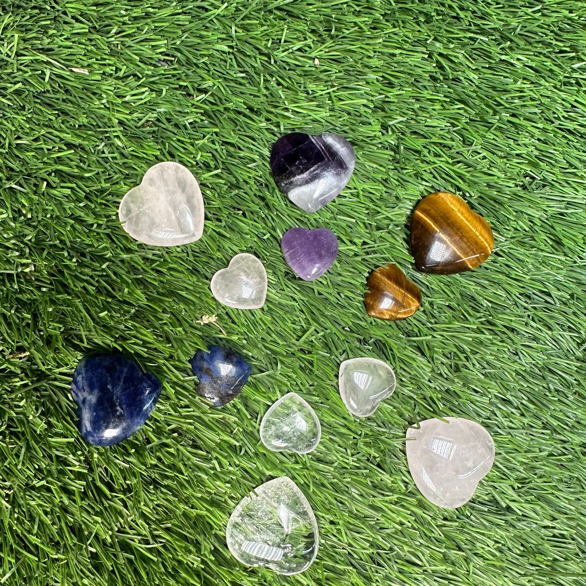 Amethyst Crystal Hearts, Big 1.25 inch & Small 0.75 inch