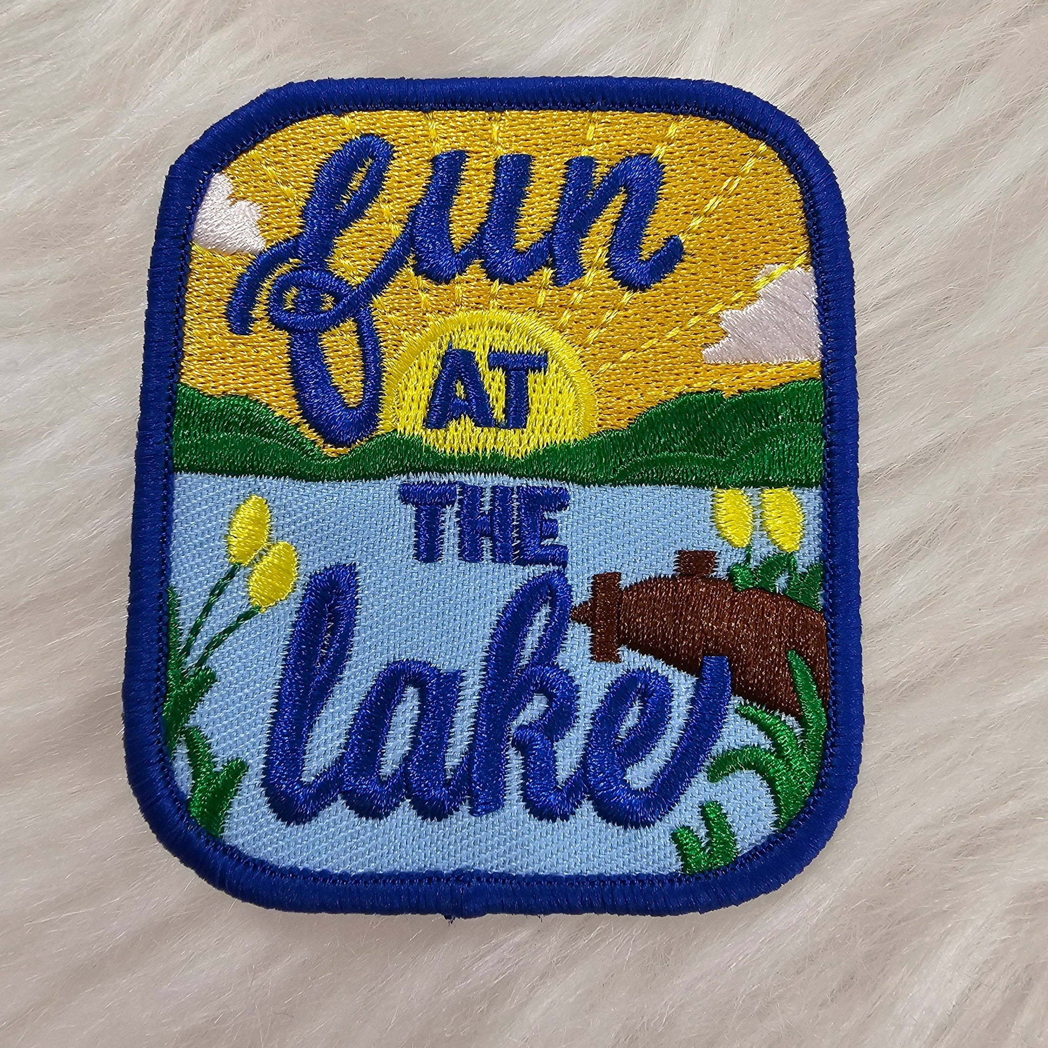 Fun at the Lake Scenic Embroidery Iron On Patch