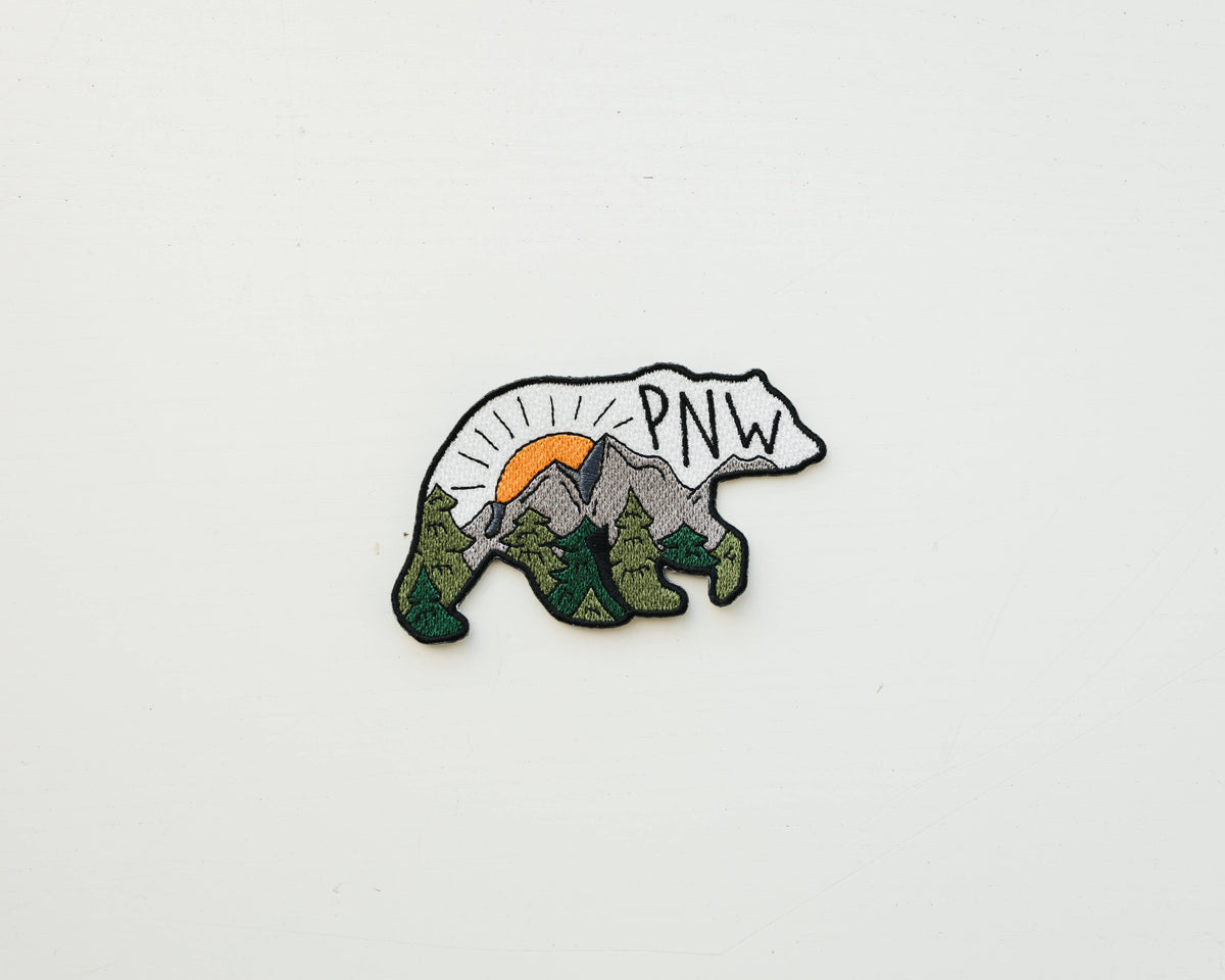 PNW Bear Embroidered Iron On Patch