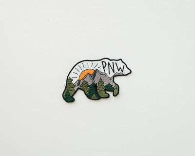 PNW Bear Embroidered Iron On Patch