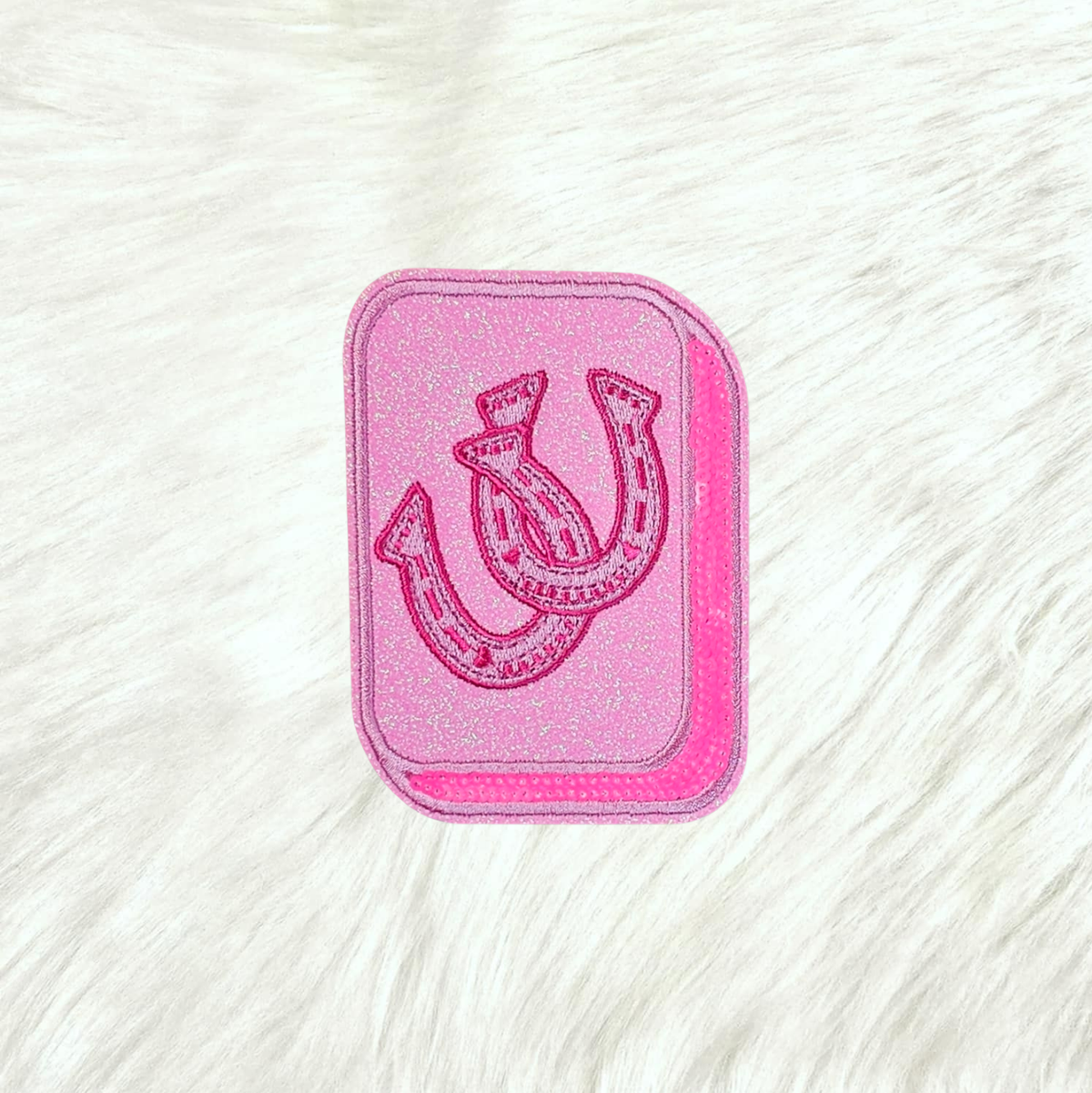 Mahjong Tile Pink Sequin Glitter Iron On Patches