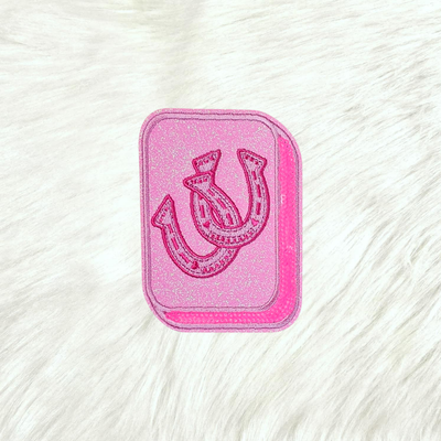 Mahjong Tile Pink Sequin Glitter Iron On Patches